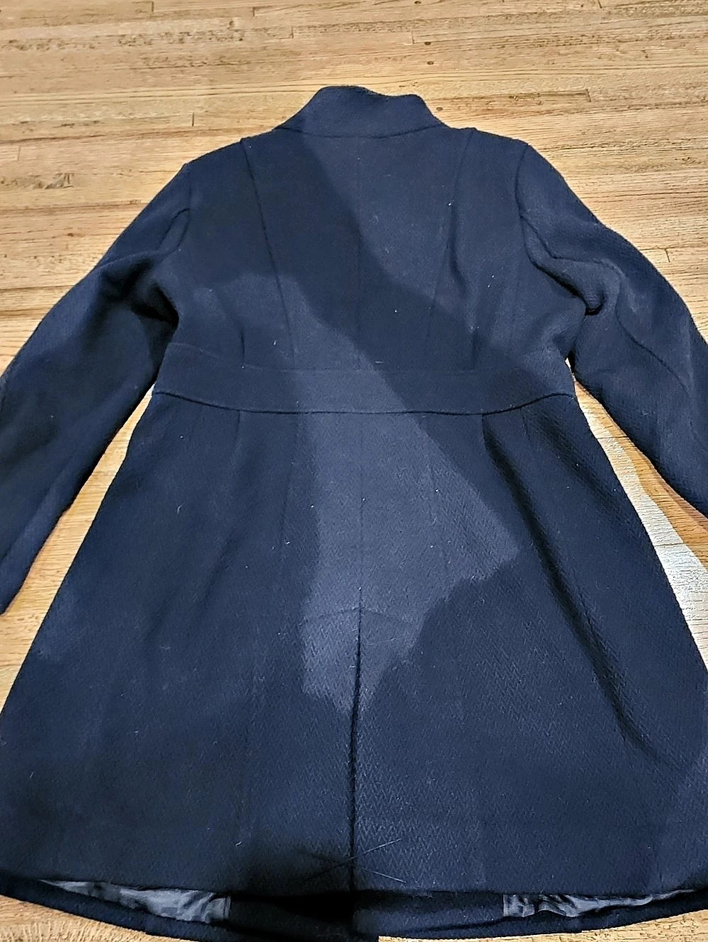 Guess Black Wool Blend Military Double Breasted Gold Buttons Coat